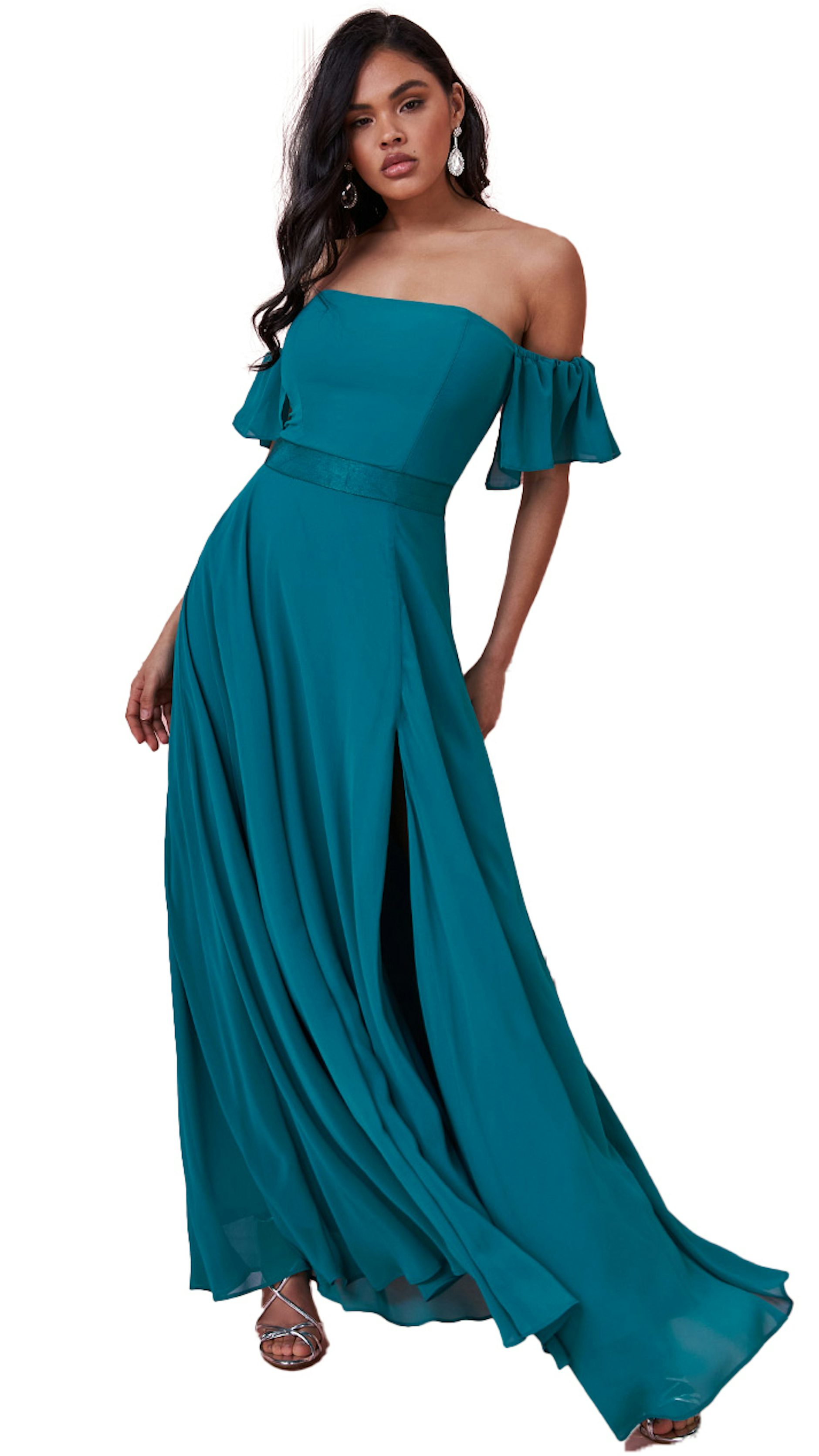 Zwarte One-Shoulder Avondjurk met Roos & Split Zwarte One-Shoulder Avondjurk met Roos & Split